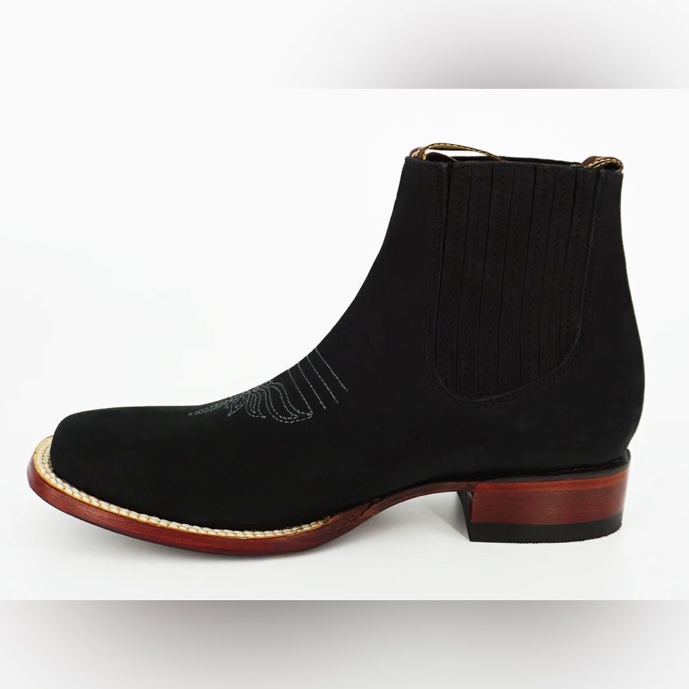 Los Angeles Boots Women’s Western Nobuck Leather Short Ankle Chelsea Boots Black
